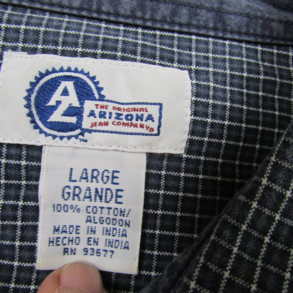 Arizona Jean Company Shirt Mens Large Blue Check Long Sleeve Button Front Casual - Picture 5 of 8